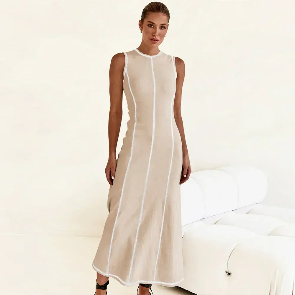 Vestido Midi de Malha Sem Mangas Eleganza