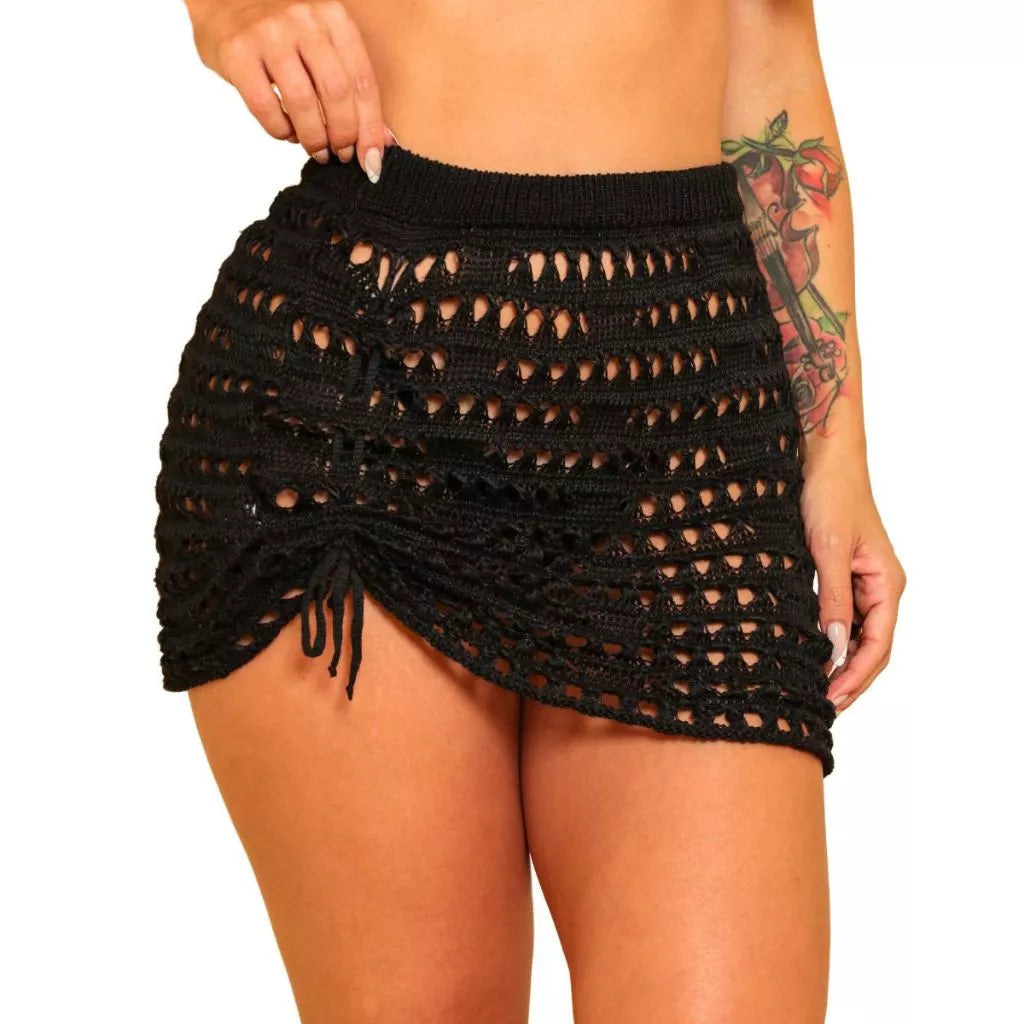 Saia Curta Saida Praia Cordao Ajustavel Tricô